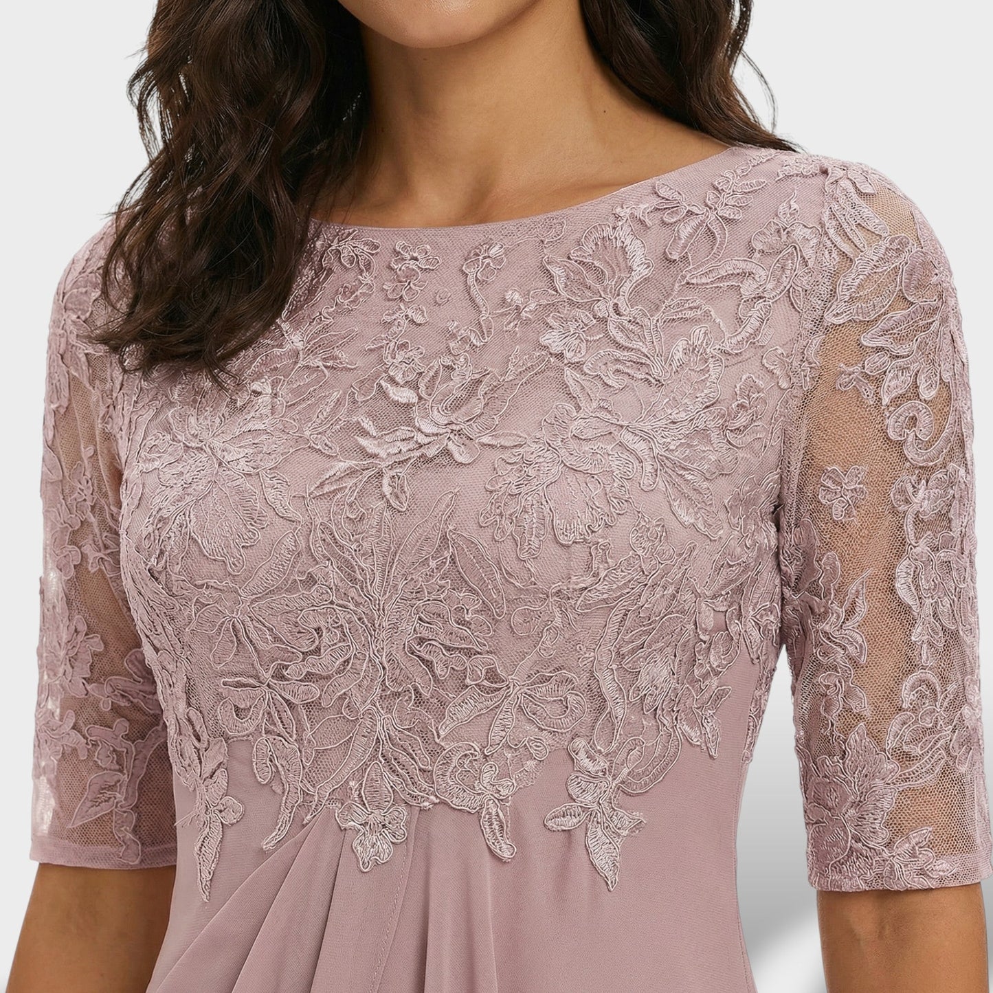 MARINA – Vestido de fiesta midi de encaje y gasa