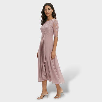 MARINA – Vestido de fiesta midi de encaje y gasa