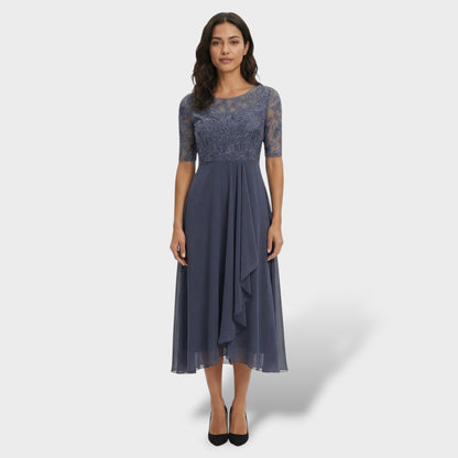 MARINA – Vestido de fiesta midi de encaje y gasa