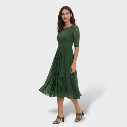 MARINA – Vestido de fiesta midi de encaje y gasa