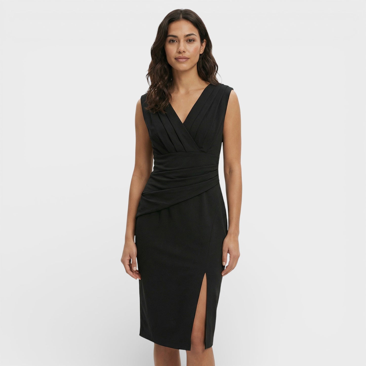 CLARA – Vestido midi con escote en pico y abertura