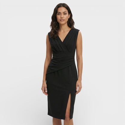 CLARA – Vestido midi con escote en pico y abertura