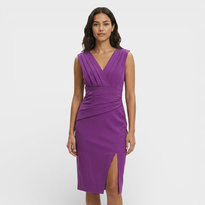 CLARA – Vestido midi con escote en pico y abertura