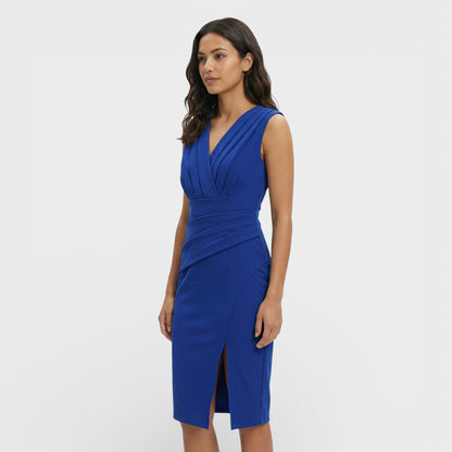 CLARA – Vestido midi con escote en pico y abertura