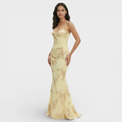 ALEJANDRA – Vestido largo de fiesta con corsé bordado