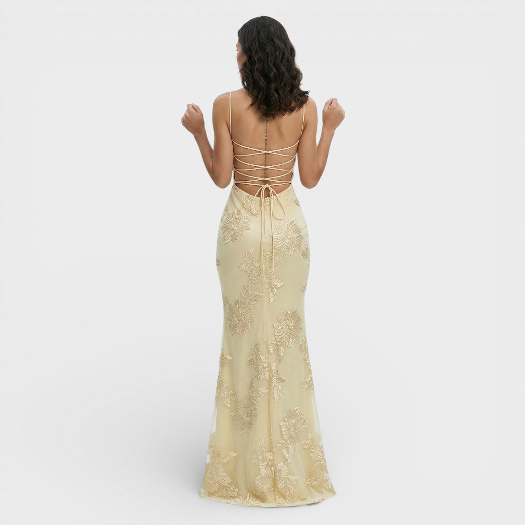 ALEJANDRA – Vestido largo de fiesta con corsé bordado
