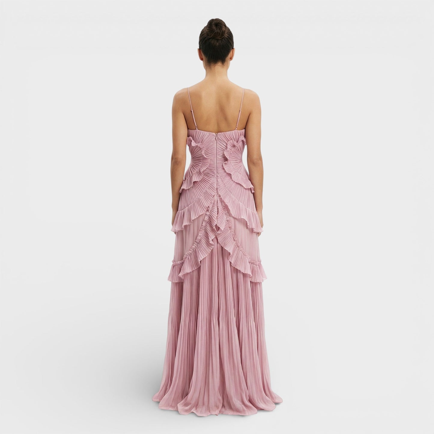 VALERIA – Vestido largo plisado con cuello halter para mujer