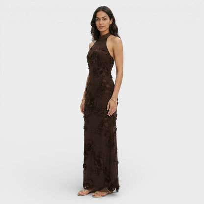 PAULA – Vestido maxi bordado floral para invitada