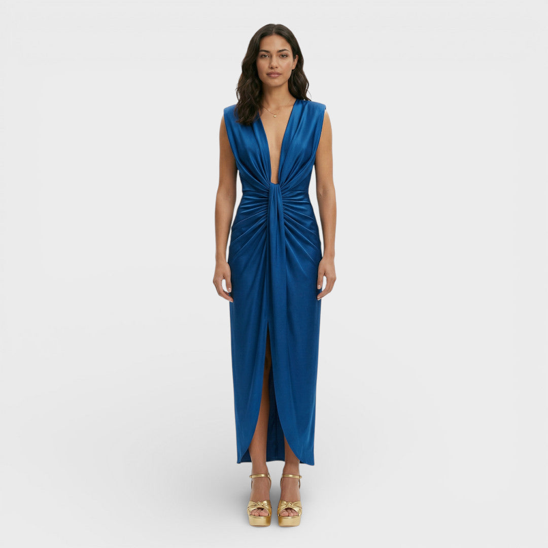 MARÍA – Vestido midi de fiesta con escote en pico