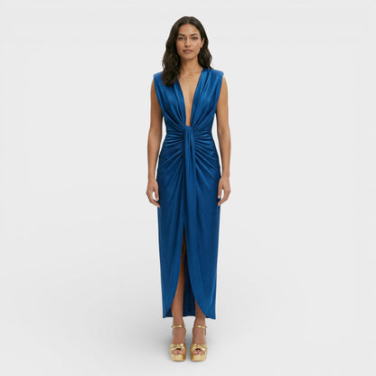 MARÍA – Vestido midi de fiesta con escote en pico