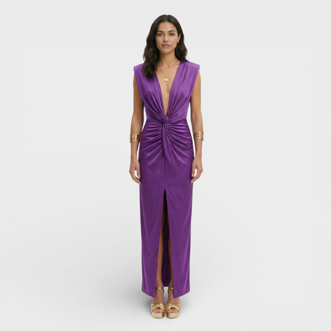 MARÍA – Vestido midi de fiesta con escote en pico