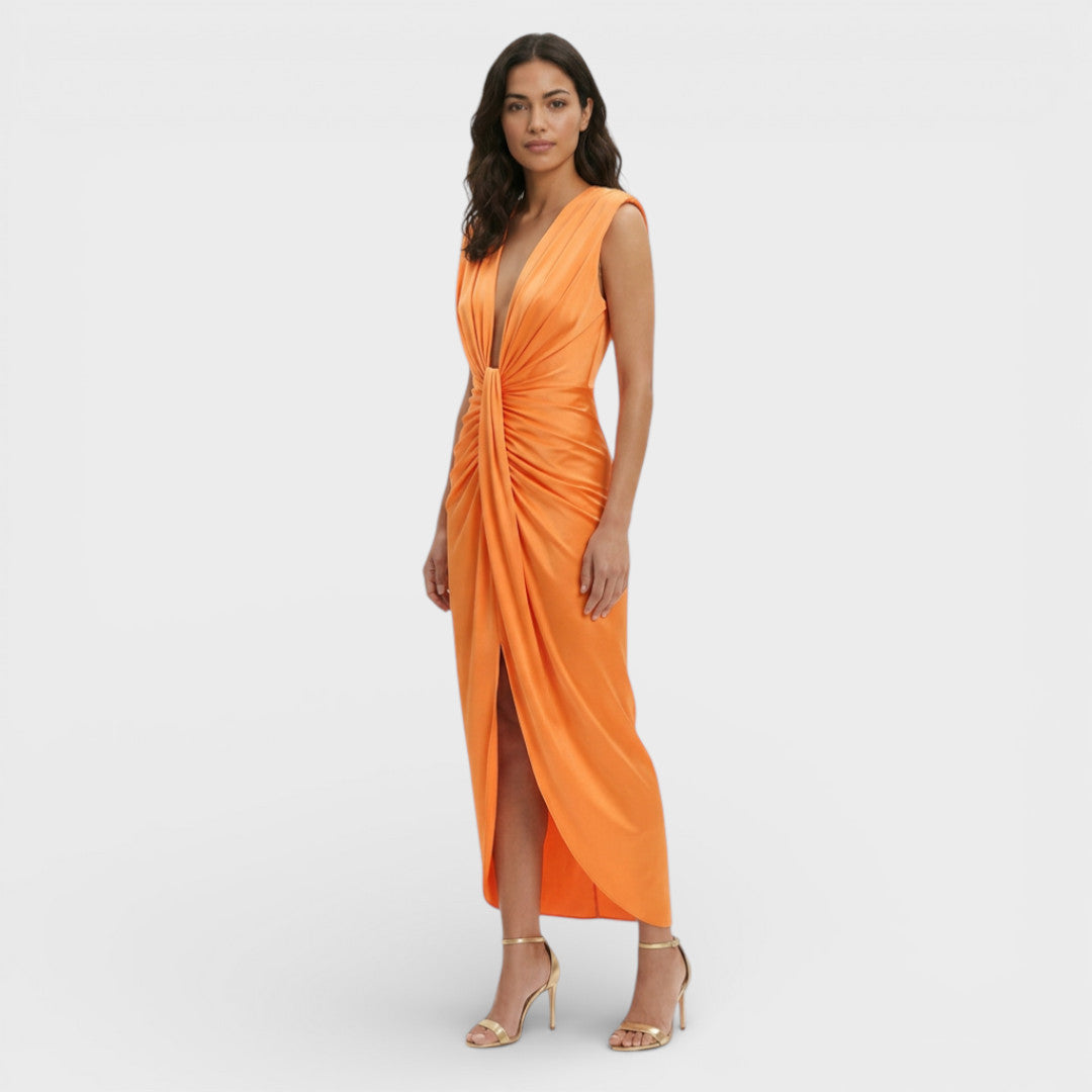 MARÍA – Vestido midi de fiesta con escote en pico