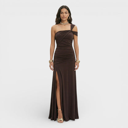 CARMEN – Vestido largo de invitada con un hombro