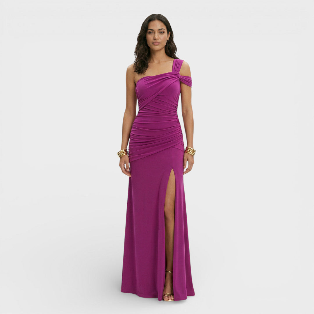 CARMEN – Vestido largo de invitada con un hombro