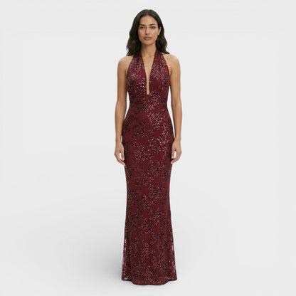 AURORA – Vestido largo de fiesta halter con encaje