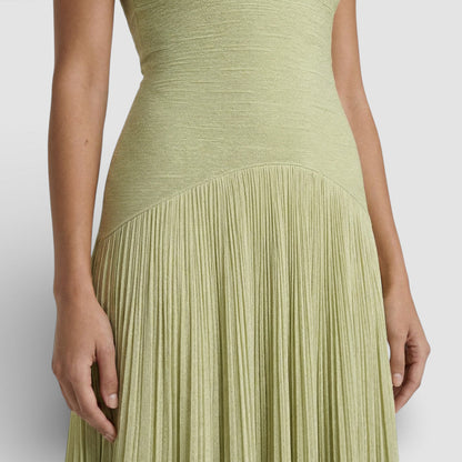 ALICIA – Vestido largo plisado elegante palabra de honor para mujer