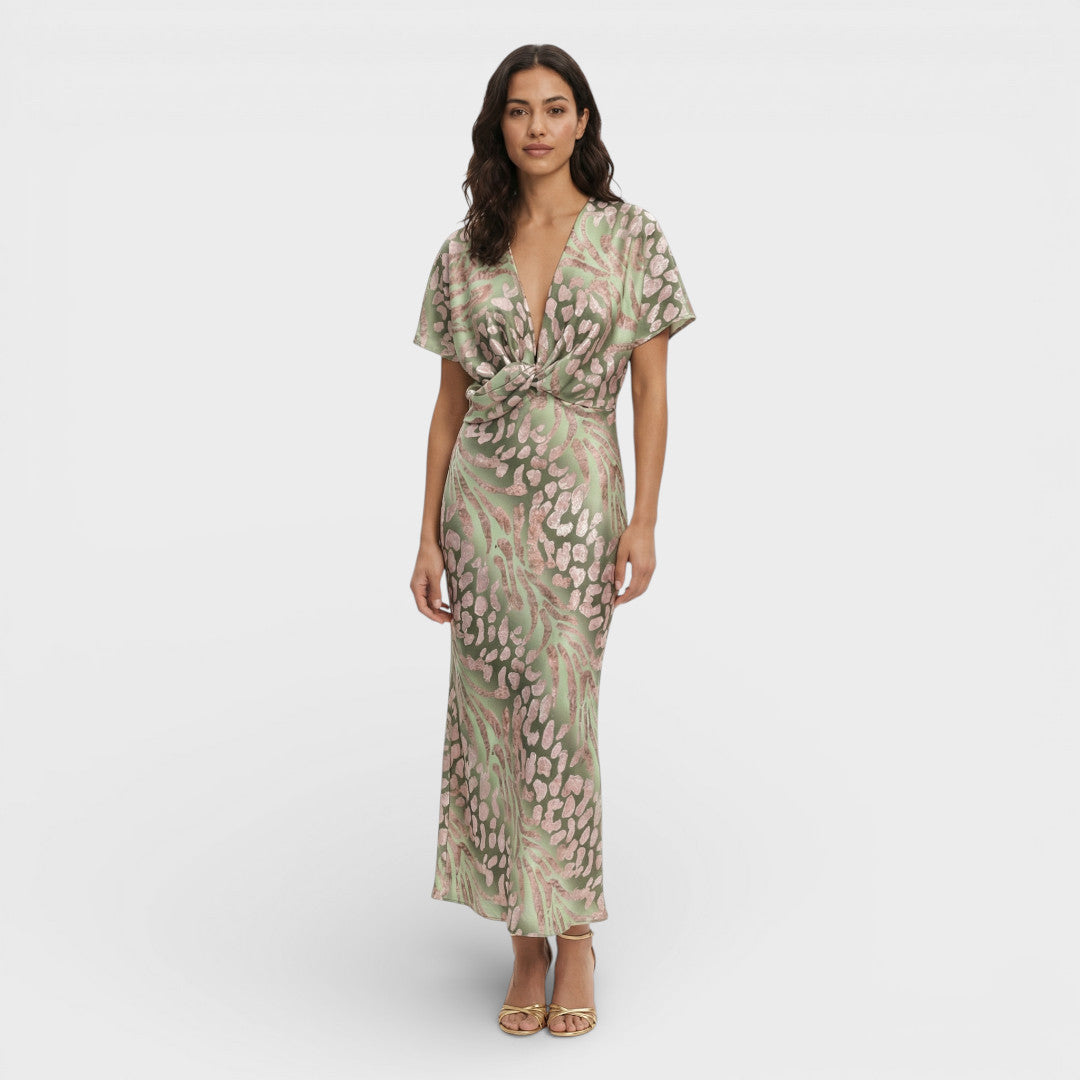 ELISA – Vestido largo de mujer con escote en pico