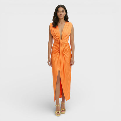 MARÍA – Vestido midi de fiesta con escote en pico