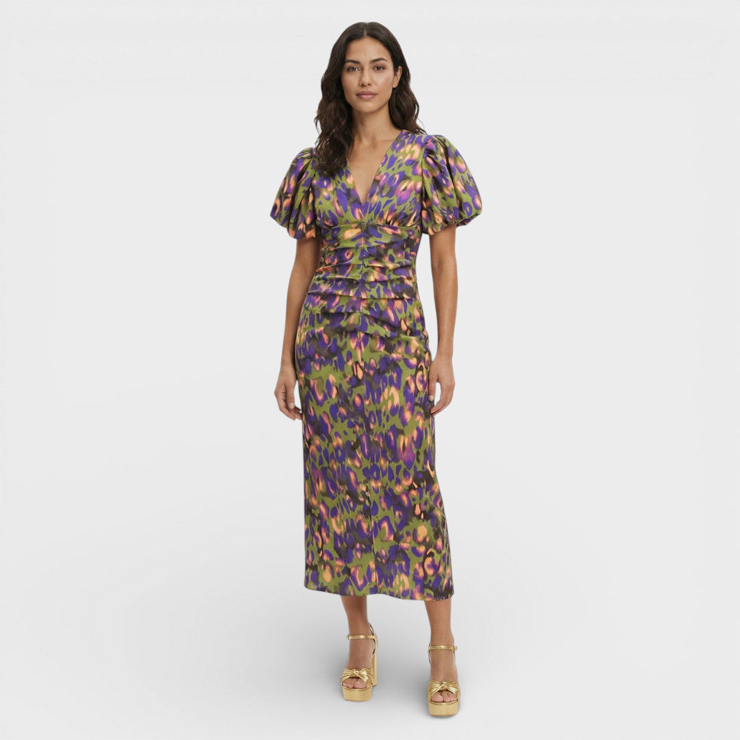 ISABEL – Vestido largo de mujer con mangas abullonadas