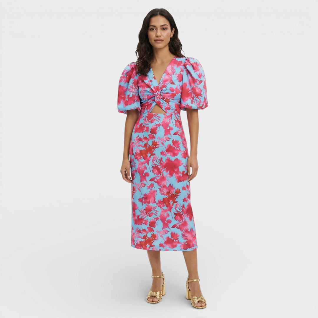 ISABEL – Vestido largo de mujer con mangas abullonadas