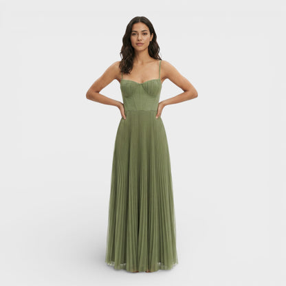 CARLA – Vestido midi plisado para invitada
