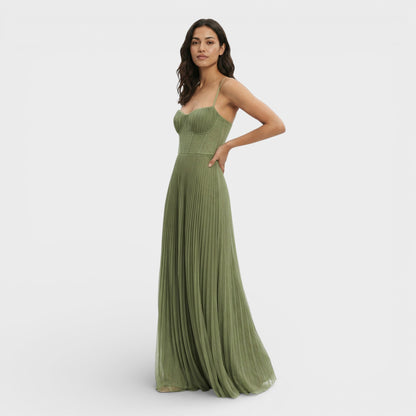 CARLA – Vestido midi plisado para invitada
