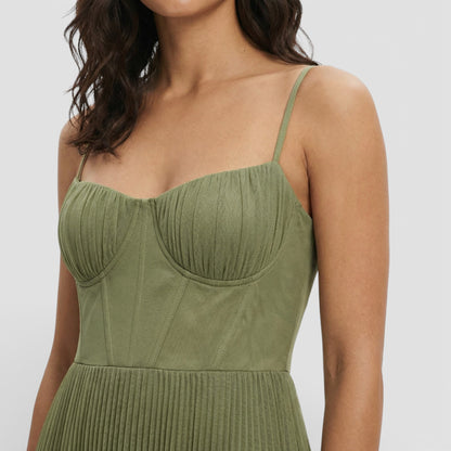 CARLA – Vestido midi plisado para invitada