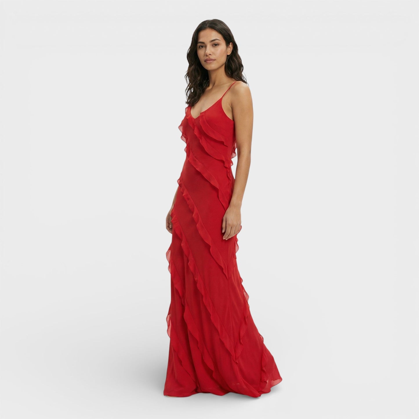 VALERIA – Vestido elegante con volantes para invitada