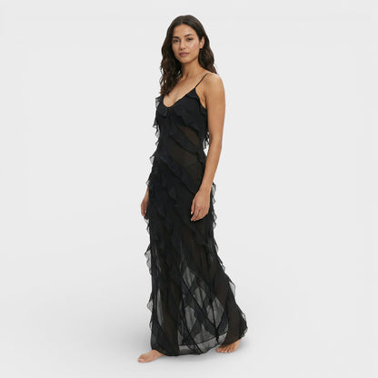 VALERIA – Vestido elegante con volantes para invitada