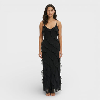 VALERIA – Vestido elegante con volantes para invitada
