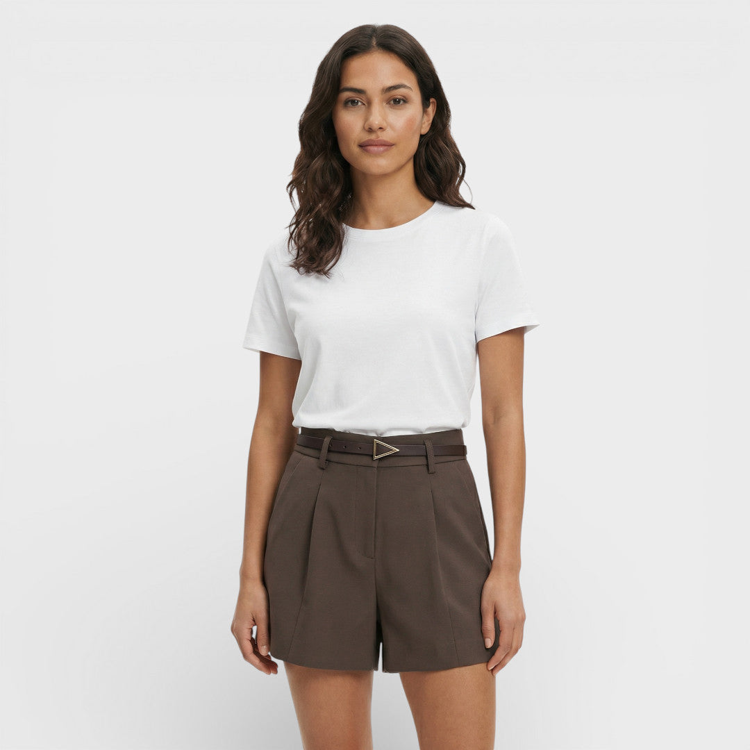 SARA – Shorts de mujer de tiro alto con cinturón