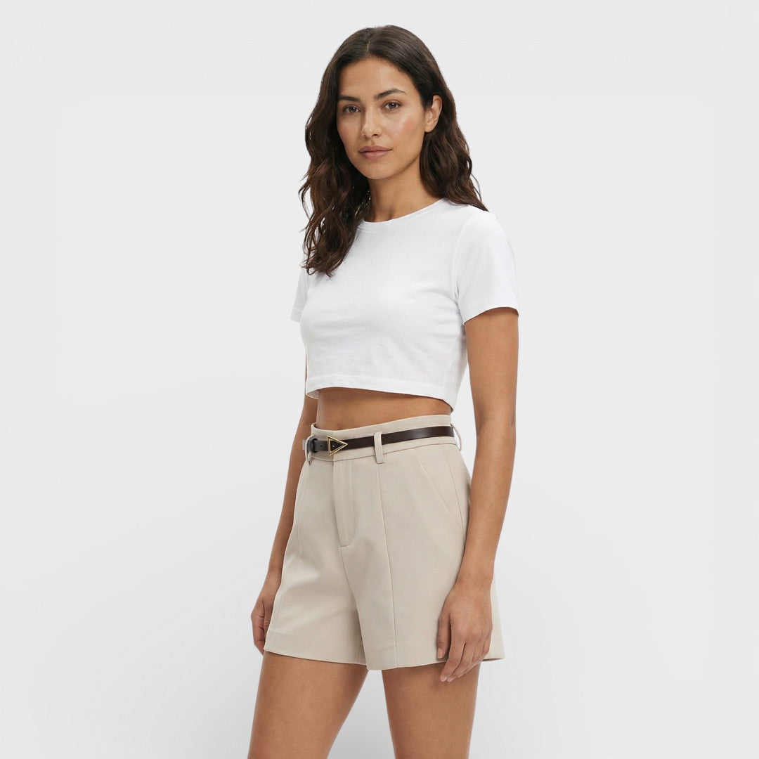 SARA – Shorts de mujer de tiro alto con cinturón