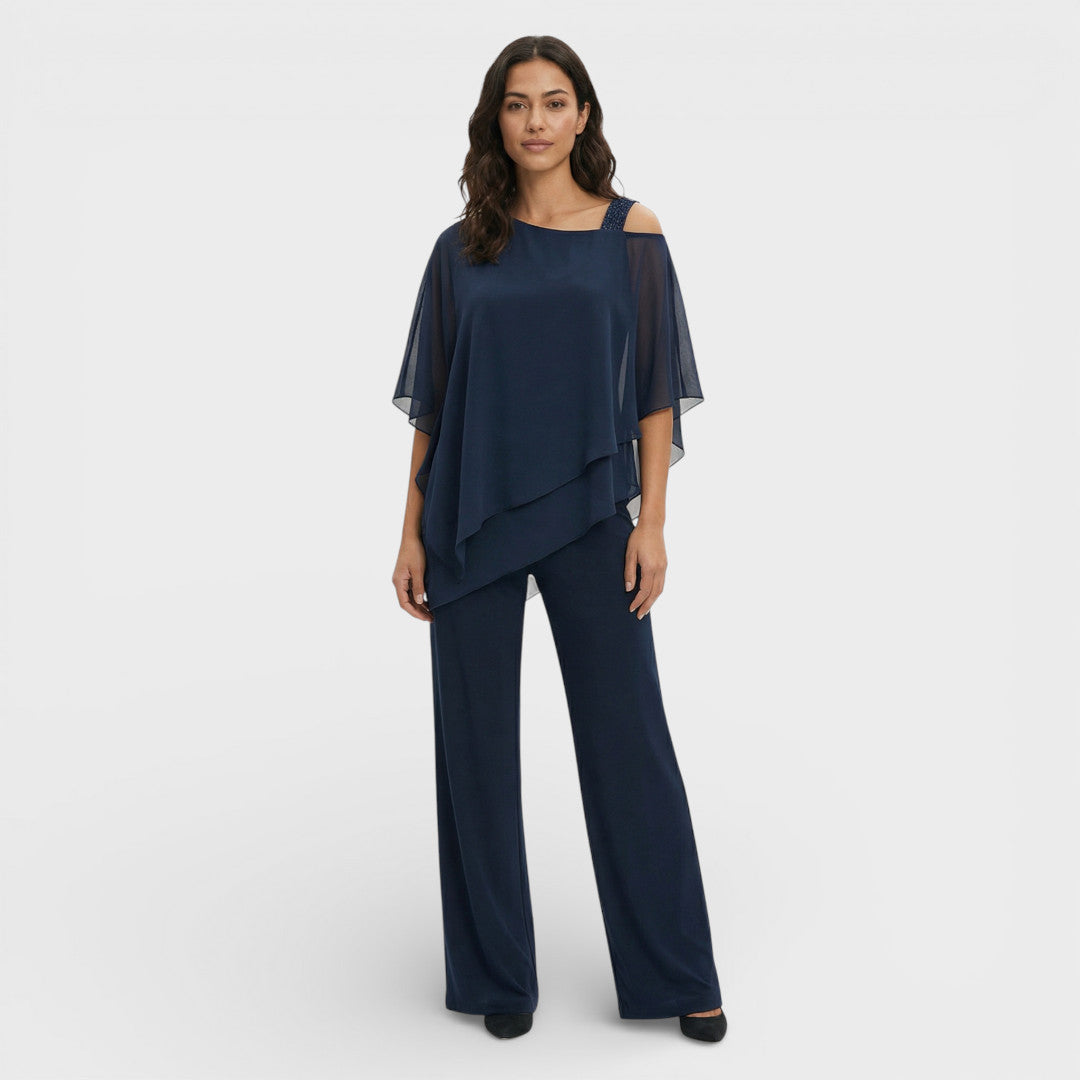 AMANDA – Conjunto elegante de blusa y pantalón para invitada