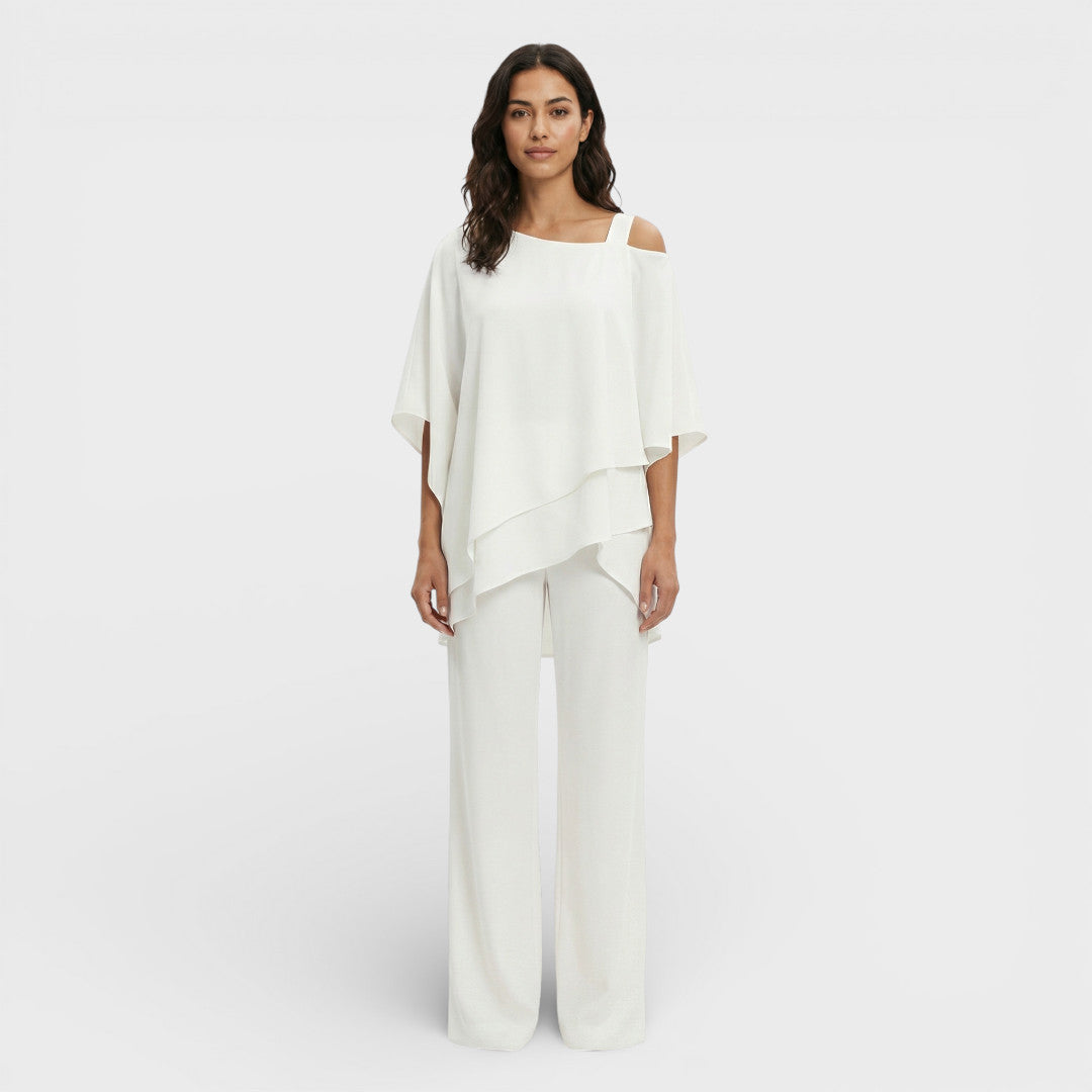 AMANDA – Conjunto elegante de blusa y pantalón para invitada