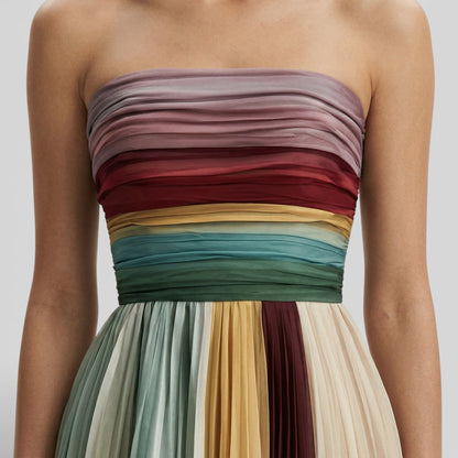 ELENA – Vestido maxi plisado con hombros descubiertos