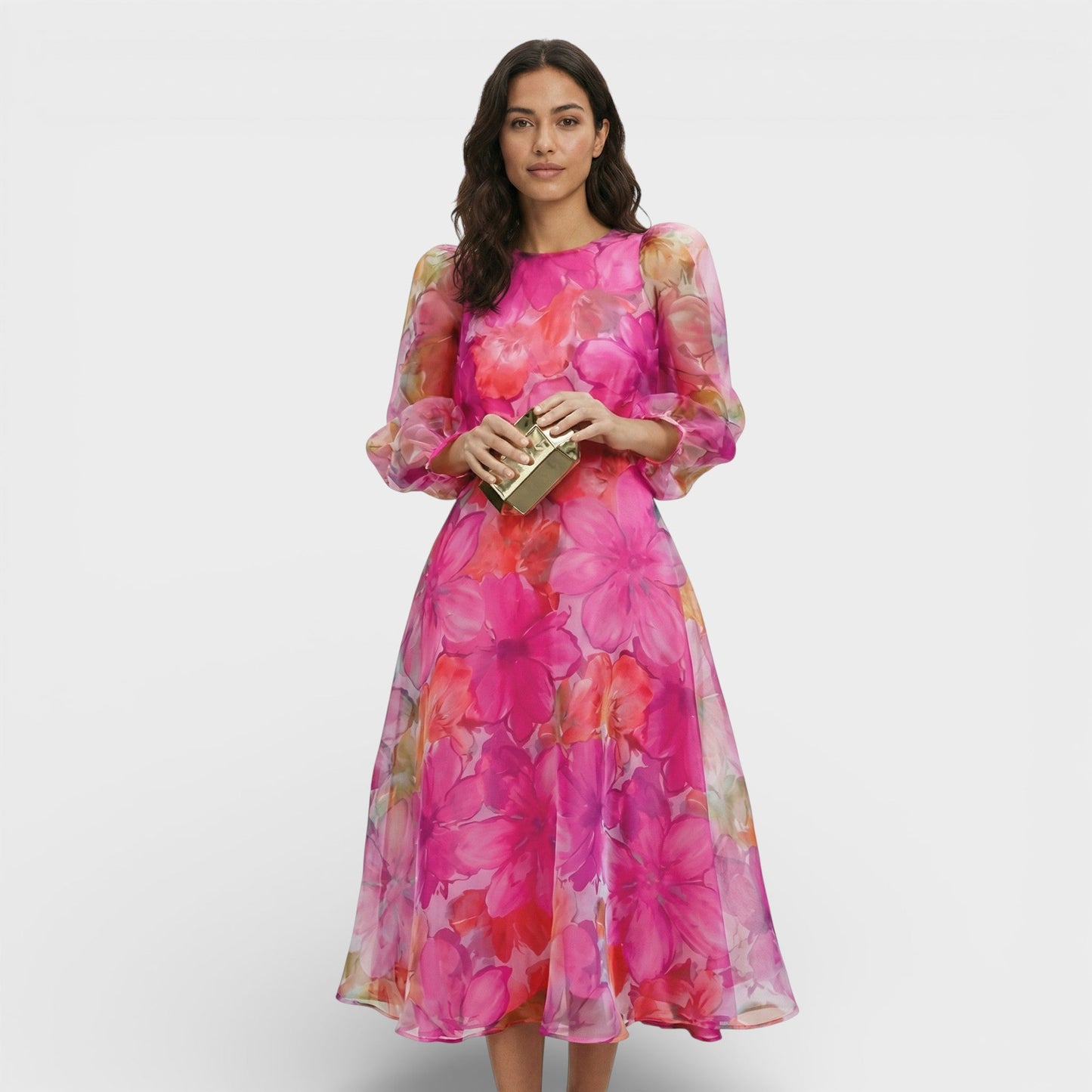 CARLA – Vestido midi floral para invitada de boda
