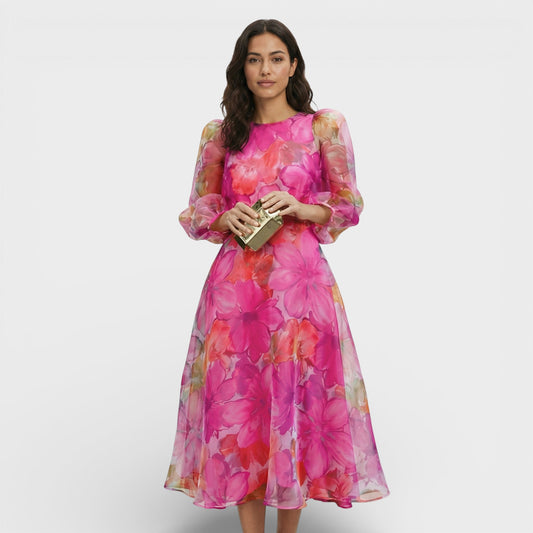 CARLA – Vestido midi floral para invitada de boda