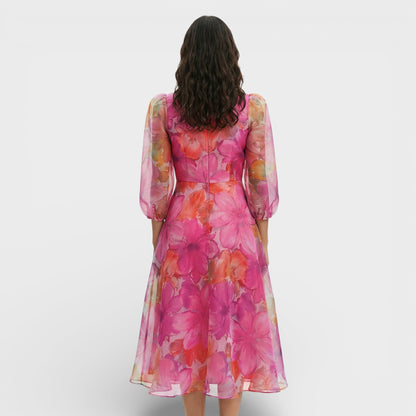 CARLA – Vestido midi floral para invitada de boda