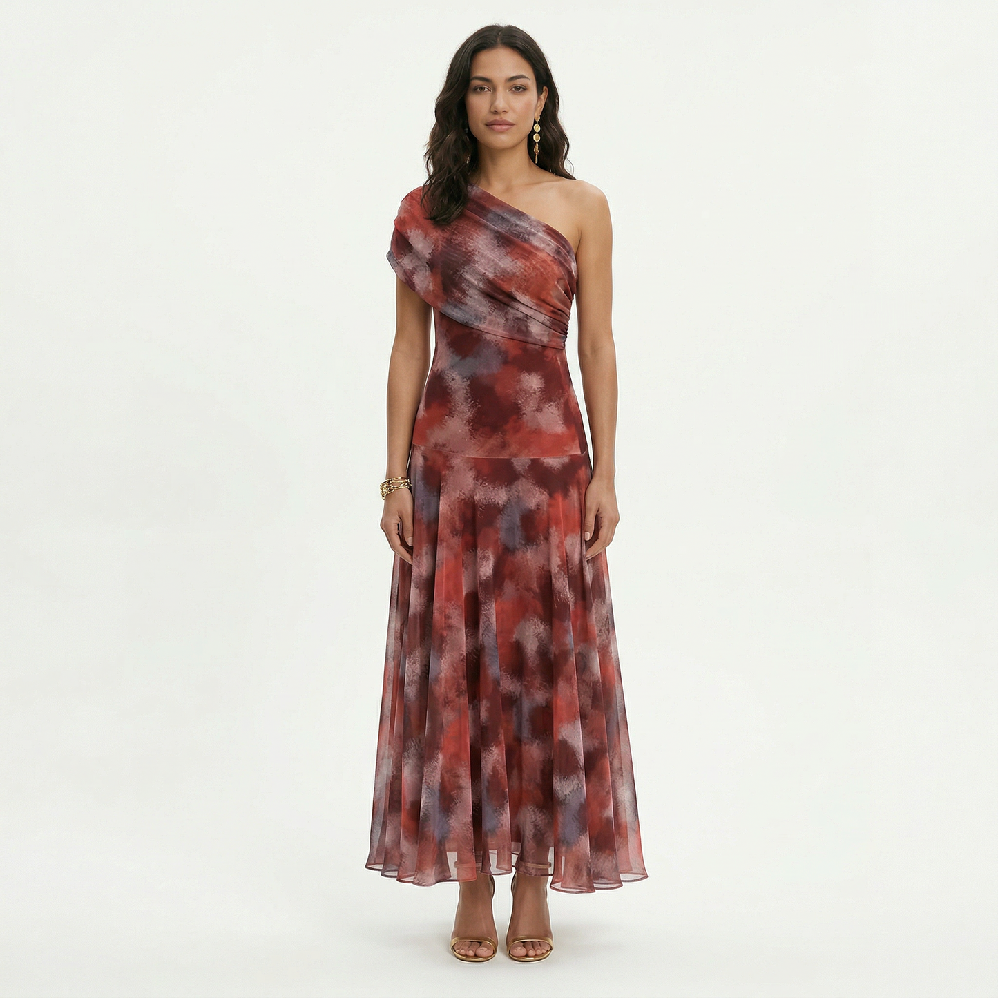 ALEJANDRA – Vestido largo elegante de un hombro para invitada