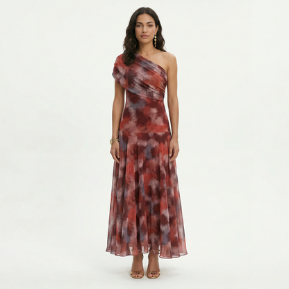 ALEJANDRA – Vestido largo elegante de un hombro para invitada