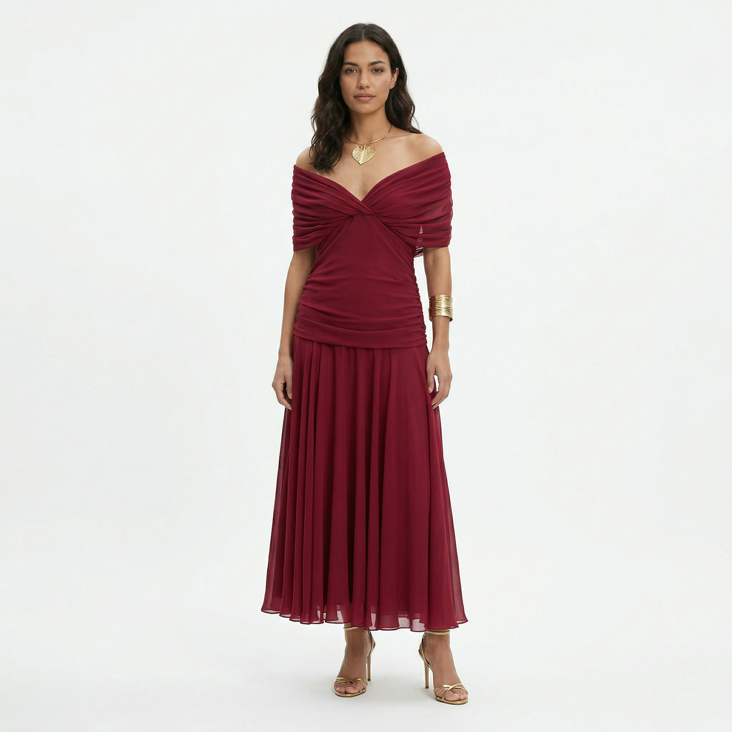 MARÍA – Vestido largo plisado floral para invitada