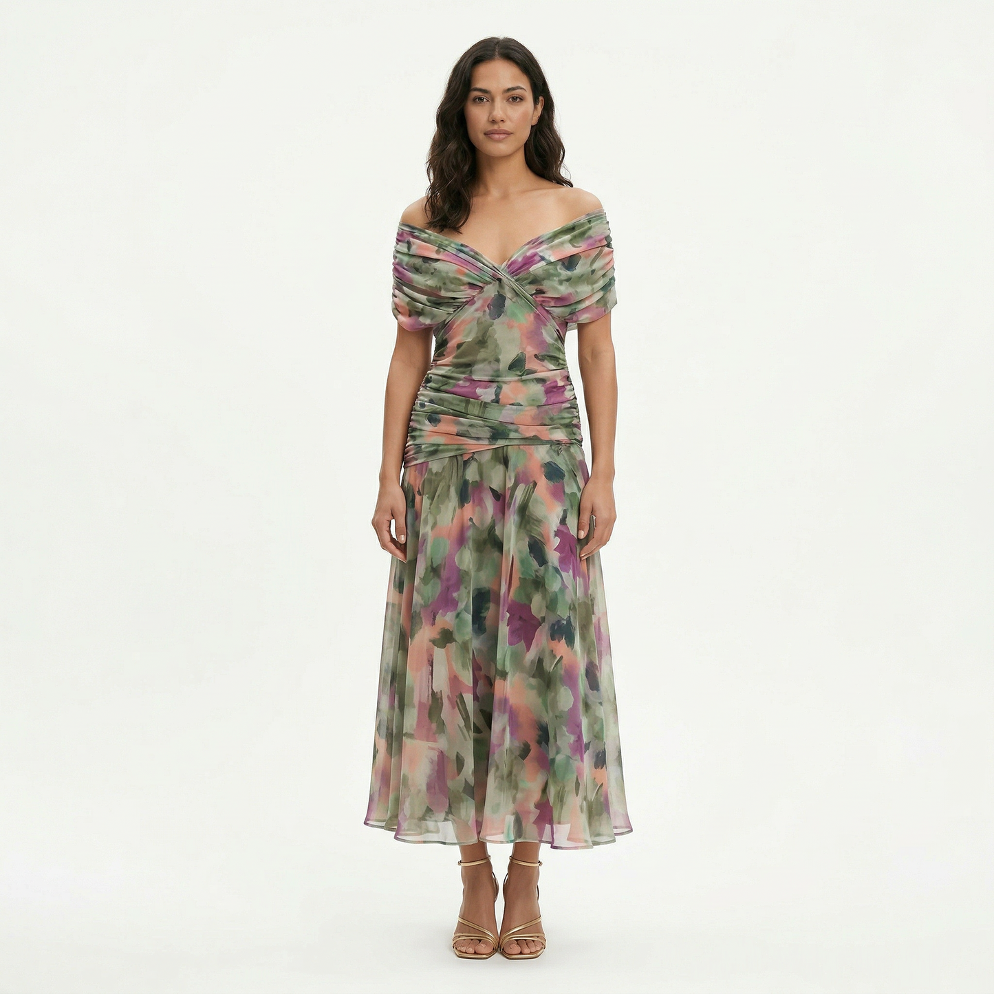 MARÍA – Vestido largo plisado floral para invitada