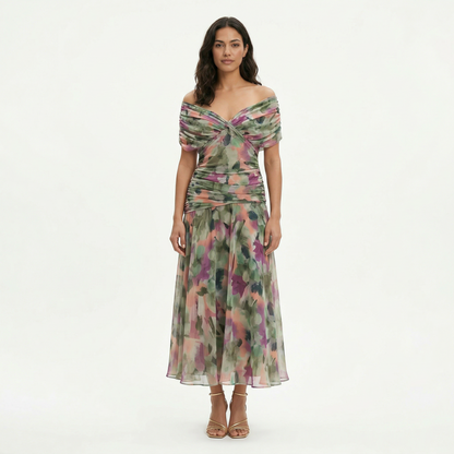 MARÍA – Vestido largo plisado floral para invitada