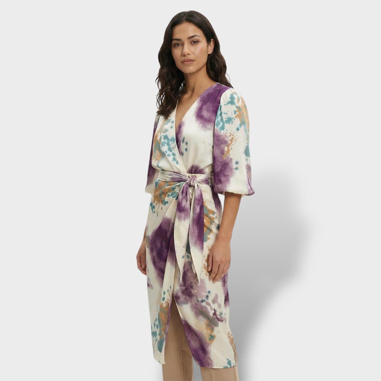 CONSTANZA – Vestido midi elegante de dos piezas con escote en V