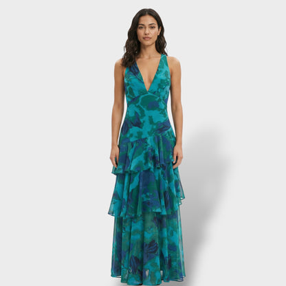 BELLA – Vestido largo elegante con escote en V
