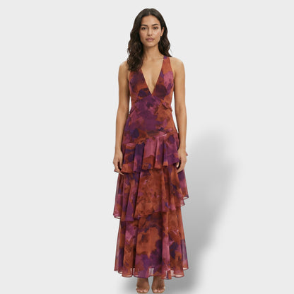 BELLA – Vestido largo elegante con escote en V