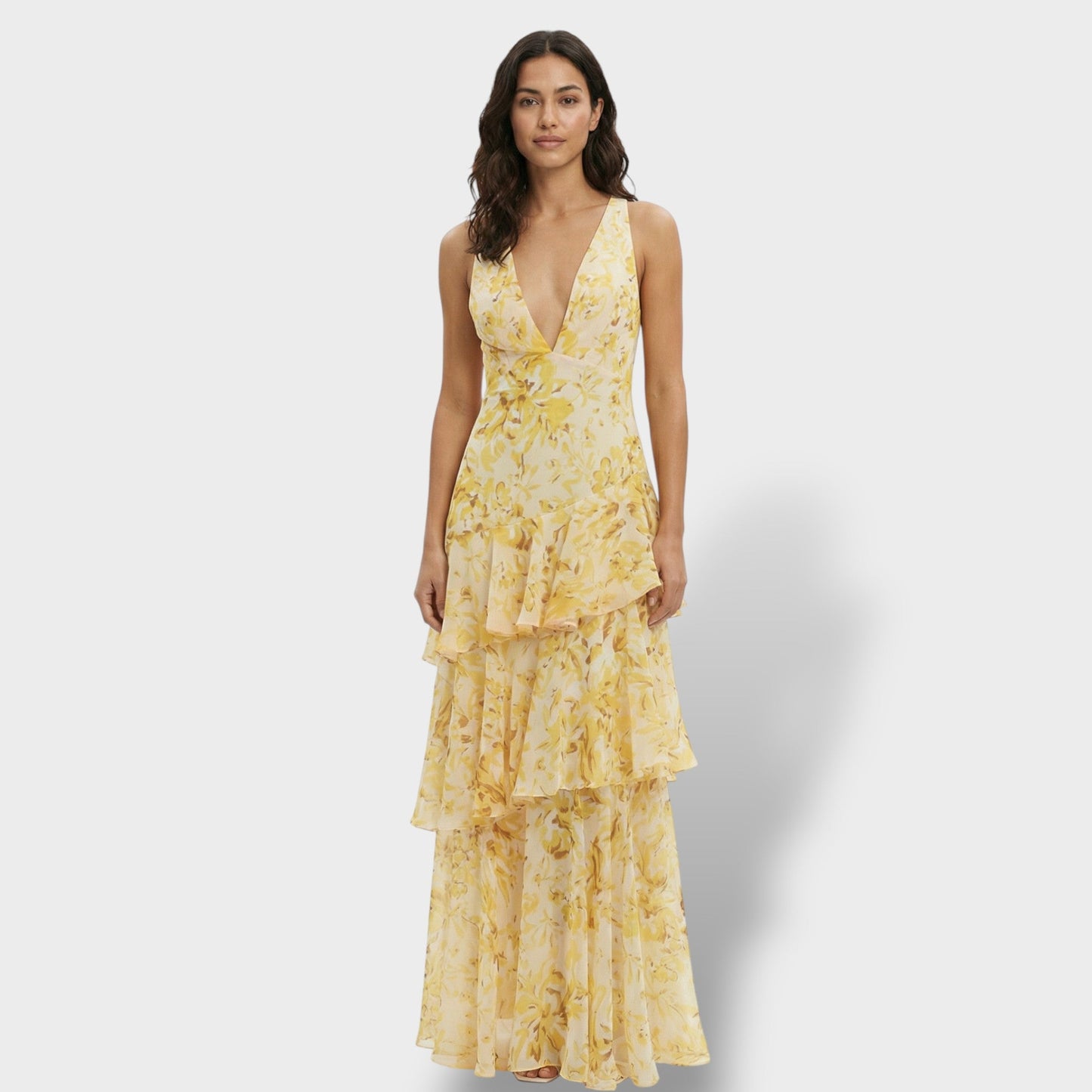BELLA – Vestido largo elegante con escote en V