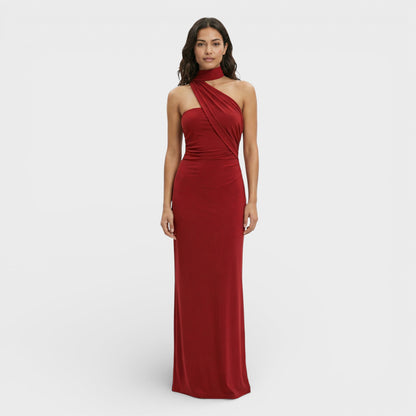 ELENA – Vestido maxi halter con espalda descubierta