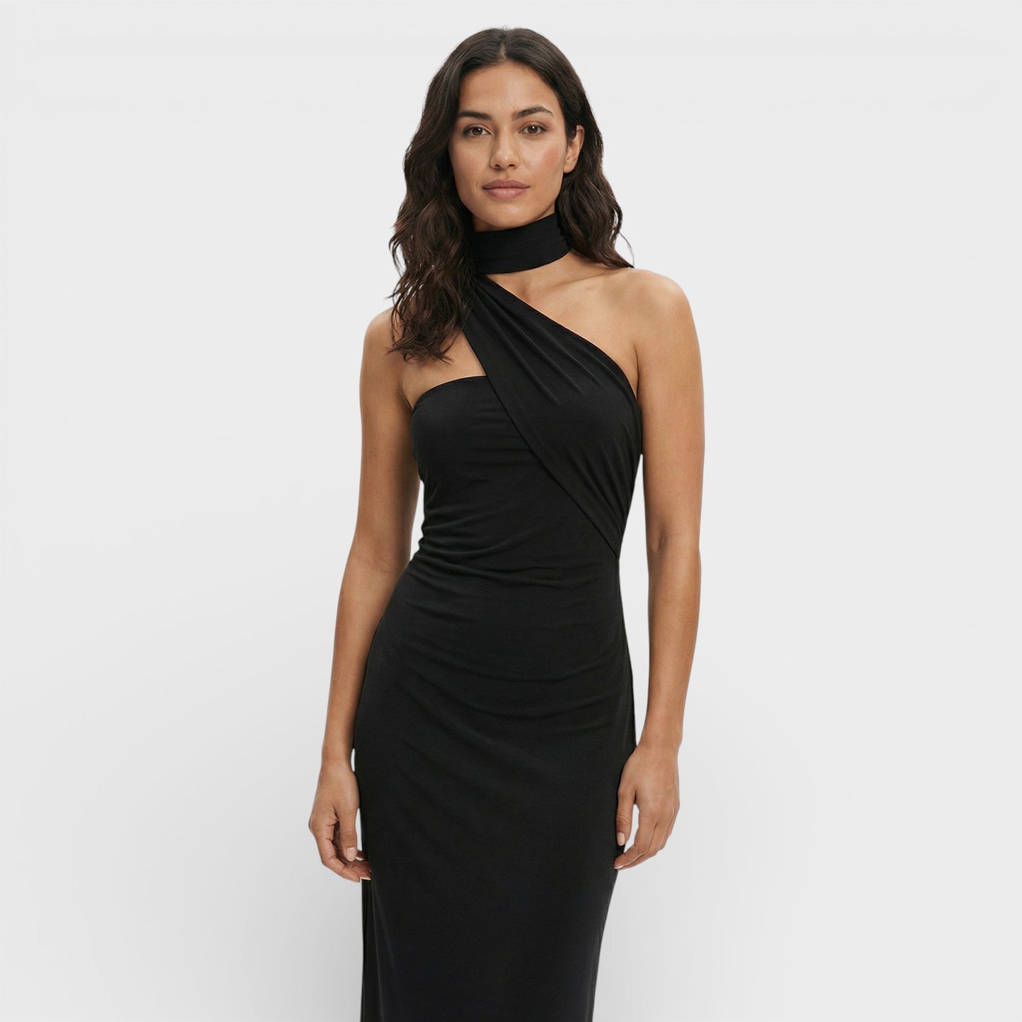ELENA – Vestido maxi halter con espalda descubierta