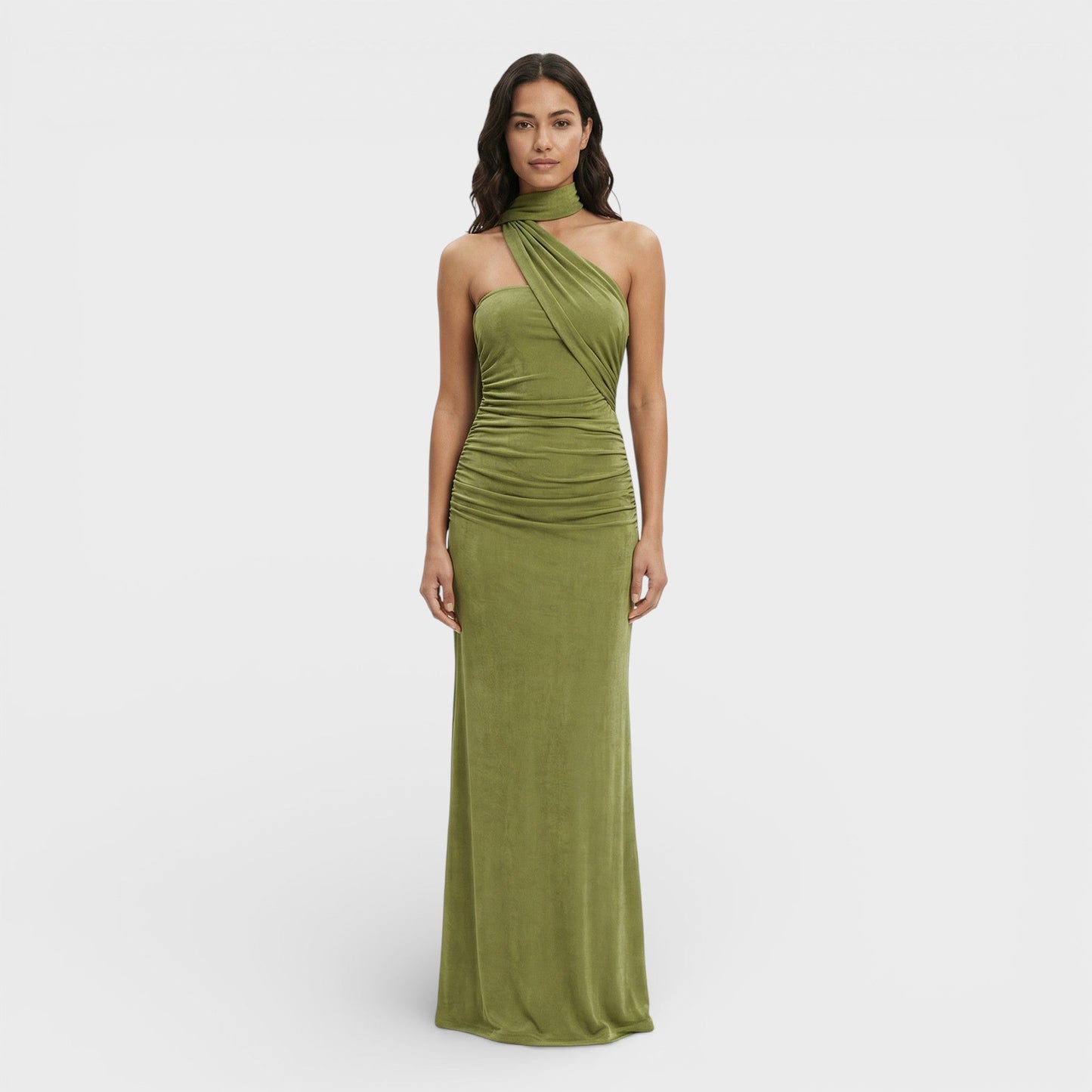 ELENA – Vestido maxi halter con espalda descubierta